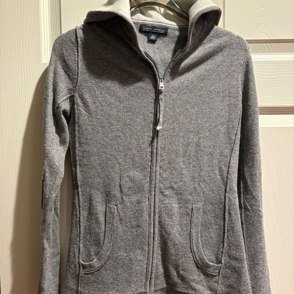 Banana Republic Women's‎ Gray Luxury Cashmere Blend Zip-Up Hoodie XS